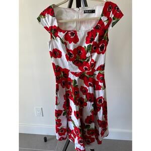 PUKAVT Women's Party Dress Cap Sleeve 1950 Retro Swing Dress Pockets Size XS